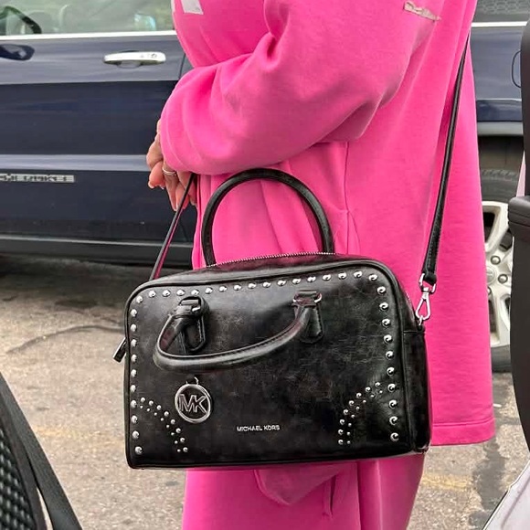 Michael Kors Black Studded Satchel